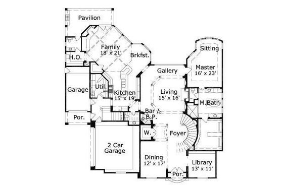 Floor Plan - Main Floor for European House Plan #411-370 - 5 bed, 4.5 bath