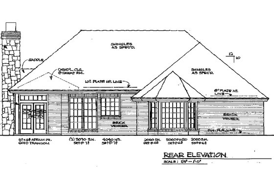 Exterior - Rear Elevation for Traditional House Plan #310-933 - 4 bed, 3 bath