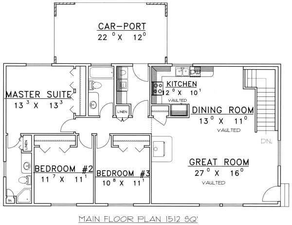 Dream House Plan - Ranch Floor Plan - Main Floor Plan #117-576