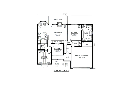 Floor Plan - Main Floor for Cottage House Plan #42-311 - 3 bed, 2 bath