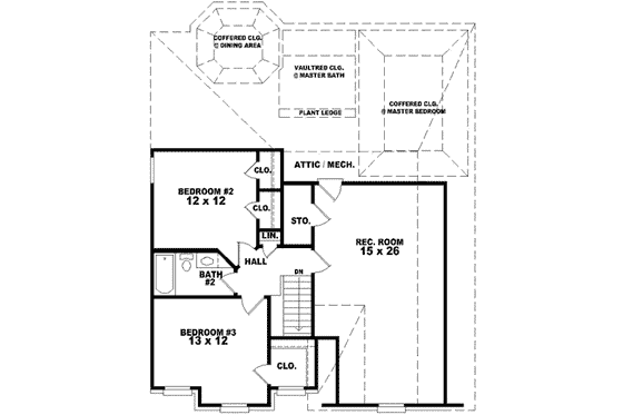 Floor Plan - Upper Floor for European House Plan #81-704 - 3 bed, 2.5 bath