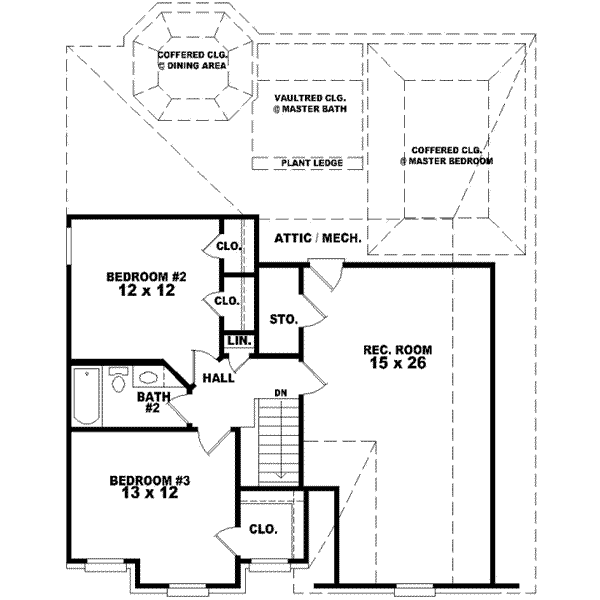 Floor Plan - Upper Floor for European House Plan #81-704 - 3 bed, 2.5 bath