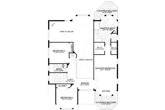 Floor Plan - Upper Floor for Mediterranean House Plan #420-141 - 4 bed, 4 bath