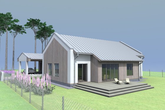 Exterior - Front Elevation for Modern House Plan #549-26 - 3 bed, 2 bath