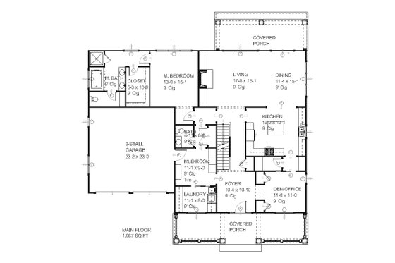 Floor Plan - Main Floor for Traditional House Plan #901-32 - 4 bed, 2.5 bath