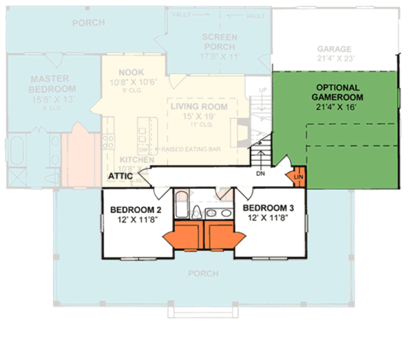 House Plan Design - Country Floor Plan - Upper Floor Plan #20-2036
