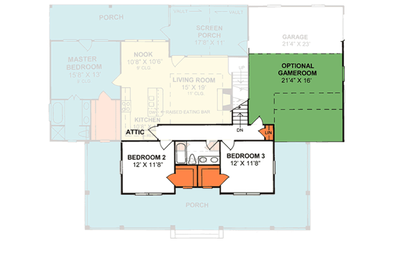 Home Plan - Floor Plan - Upper Floor for Country House Plan #20-2036 - 4 bed, 3 bath