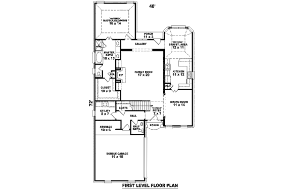 Floor Plan - Main Floor for European House Plan #81-823 - 3 bed, 2.5 bath