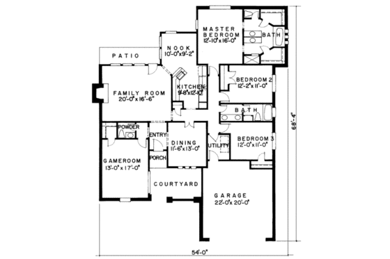 Floor Plan - Main Floor for Traditional House Plan #312-514 - 3 bed, 2.5 bath