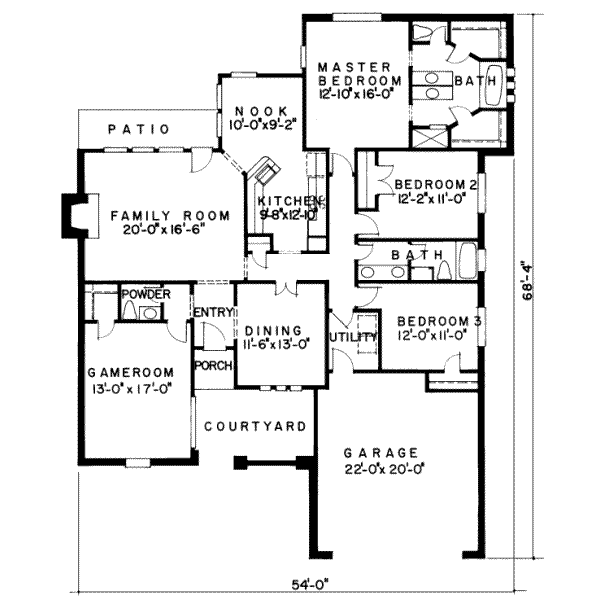 Traditional Style House Plan - 3 Beds 2.5 Baths 2118 Sq/Ft Plan #312 ...