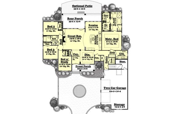 Floor Plan - Main Floor for Southern House Plan #430-49 - 4 bed, 2.5 bath