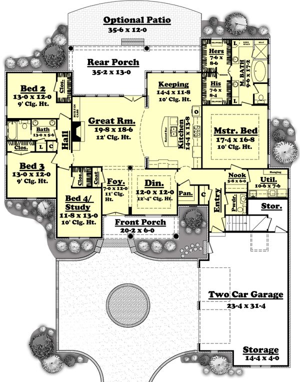 Home Plan - Southern Floor Plan - Main Floor Plan #430-49