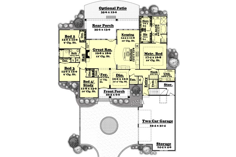 Home Plan - Floor Plan - Main Floor for Southern House Plan #430-49 - 4 bed, 2.5 bath