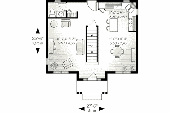 Floor Plan - Main Floor for European House Plan #23-610 - 2 bed, 1.5 bath