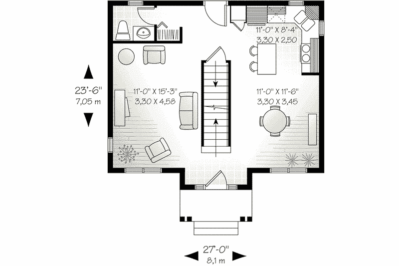 Home Plan - Floor Plan - Main Floor for European House Plan #23-610 - 2 bed, 1.5 bath