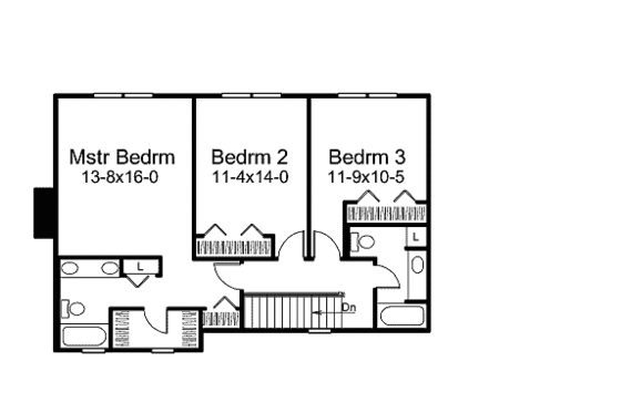 Floor Plan - Upper Floor for Traditional House Plan #57-448 - 3 bed, 2.5 bath