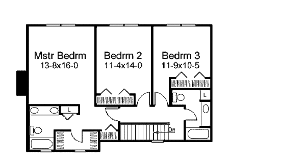 Traditional Floor Plan - Upper Floor Plan #57-448