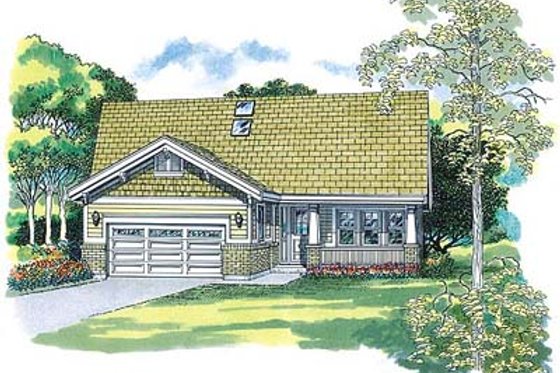 Exterior - Front Elevation for Bungalow House Plan #47-377 - 3 bed, 2 bath