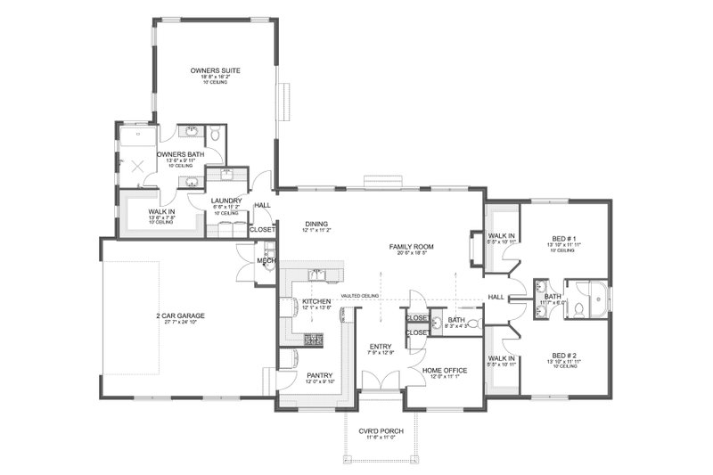 Architectural House Design - Floor Plan - Main Floor for Farmhouse House Plan #1060-345 - 3 bed, 2.5 bath