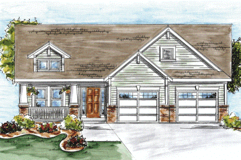 Architectural House Design - Craftsman Exterior - Front Elevation Plan #20-1599