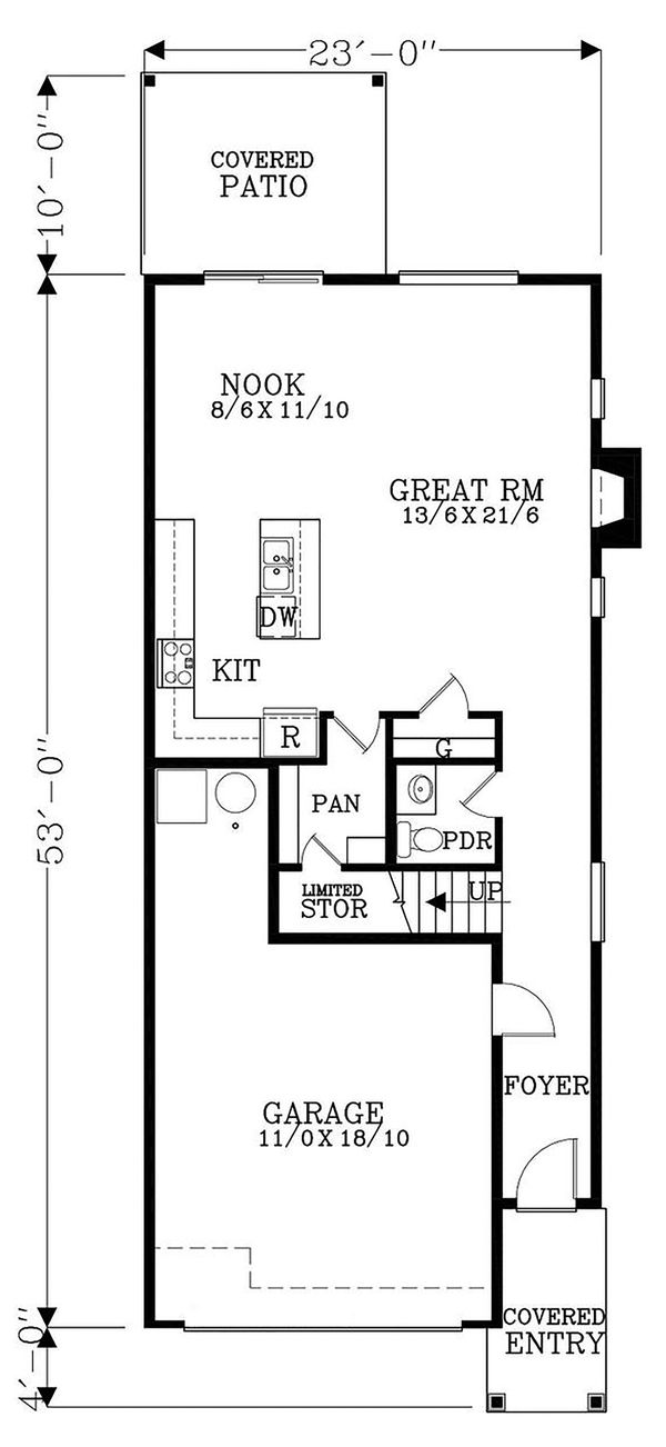 Craftsman Floor Plan - Main Floor Plan #53-656