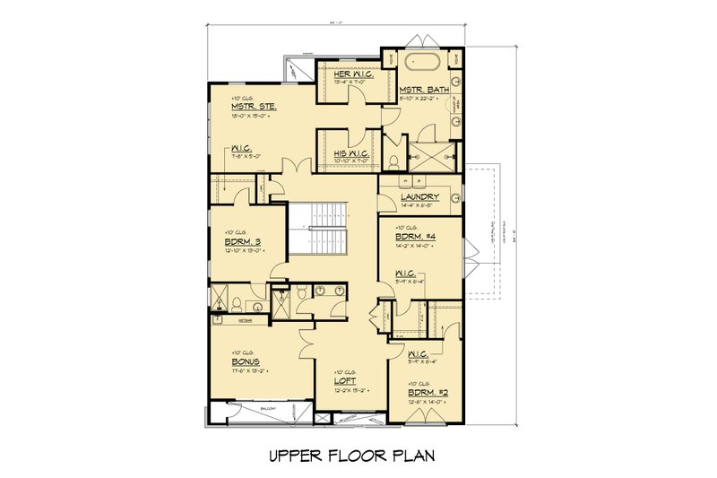 House Design - Floor Plan - Upper Floor for Contemporary House Plan #1066-316 - 6 bed, 4.5 bath