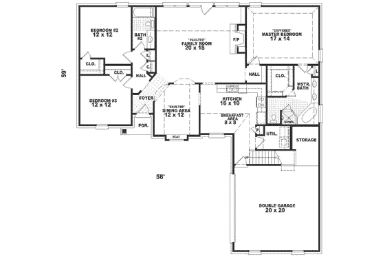 Floor Plan - Main Floor for Traditional House Plan #81-303 - 3 bed, 2 bath