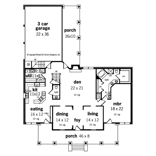 Dream House Plan - Southern Floor Plan - Main Floor Plan #45-168