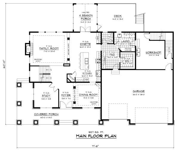 Colonial Floor Plan - Main Floor Plan #51-321