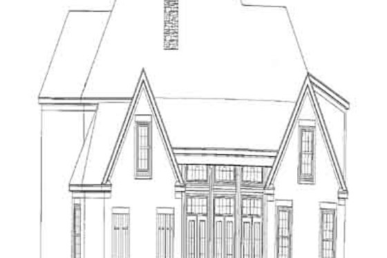 Exterior - Rear Elevation for European House Plan #81-404 - 4 bed, 4.5 bath