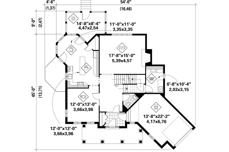 House Blueprint - Floor Plan - Main Floor for Traditional House Plan #25-4780 - 3 bed, 2 bath