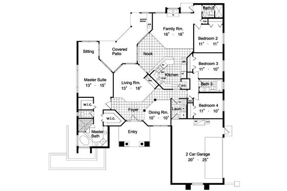 Floor Plan - Main Floor for Mediterranean House Plan #417-215 - 4 bed, 3 bath