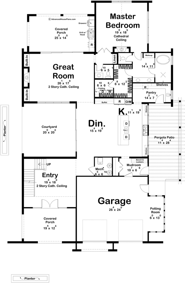 Dream House Plan - Floor Plan - Main Floor for Beach House Plan #455-754 - 4 bed, 3.5 bath
