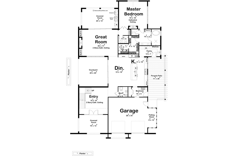 House Blueprint - Floor Plan - Main Floor for Beach House Plan #455-754 - 4 bed, 3.5 bath