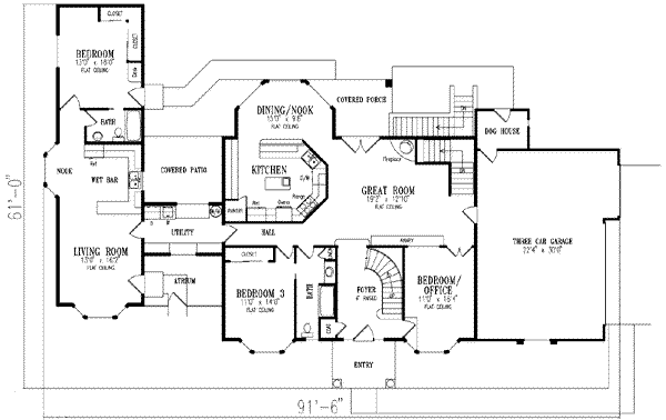 Adobe / Southwestern Floor Plan - Main Floor Plan #1-836