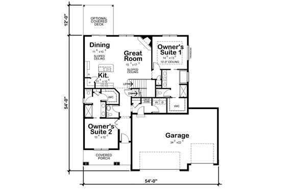 Floor Plan - Main Floor for Craftsman House Plan #20-2317 - 4 bed, 3.5 bath