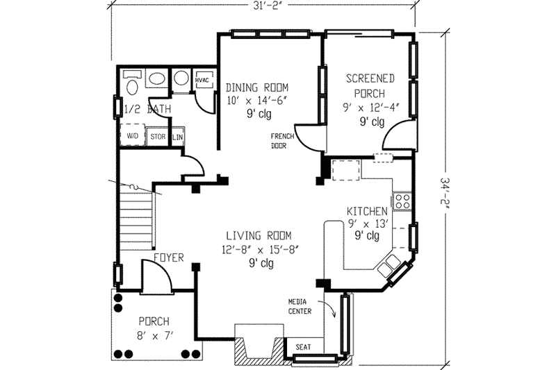 Dream House Plan - Floor Plan - Main Floor for European House Plan #410-251 - 2 bed, 1.5 bath