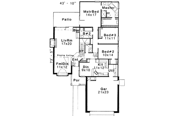 Floor Plan - Main Floor for Traditional House Plan #310-102 - 3 bed, 2.5 bath