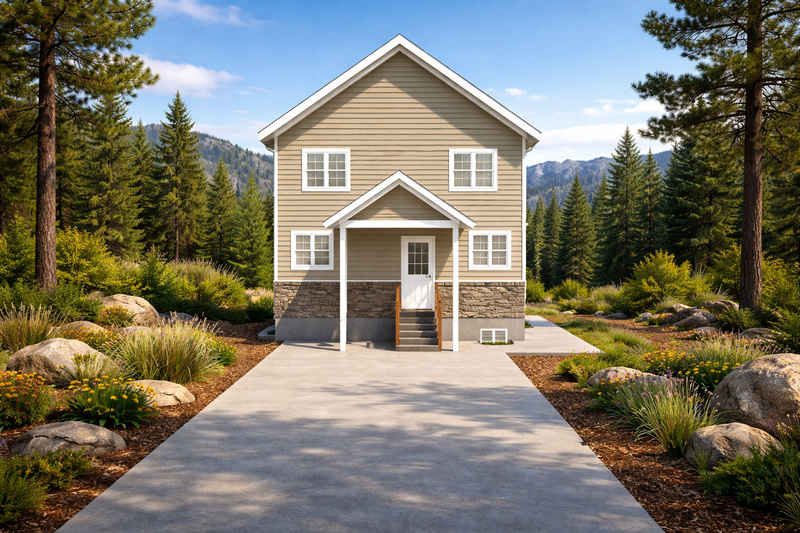 House Blueprint - Cabin Exterior - Front Elevation Plan #1060-451