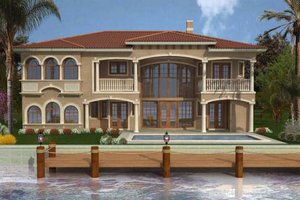 Exterior - Rear Elevation for Mediterranean House Plan #420-178 - 5 bed, 6.5 bath