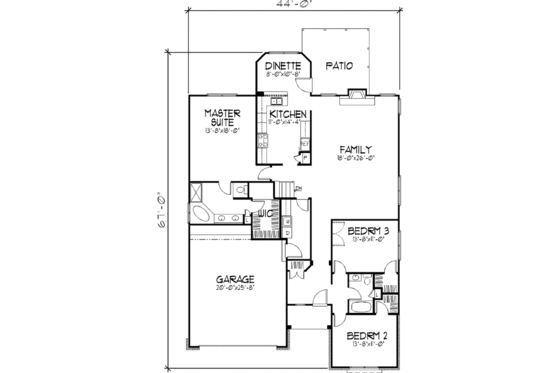 Floor Plan - Main Floor for Traditional House Plan #320-402 - 3 bed, 2 bath