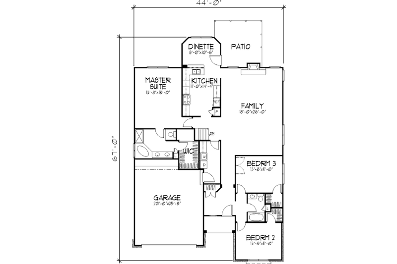 Home Plan - Floor Plan - Main Floor for Traditional House Plan #320-402 - 3 bed, 2 bath
