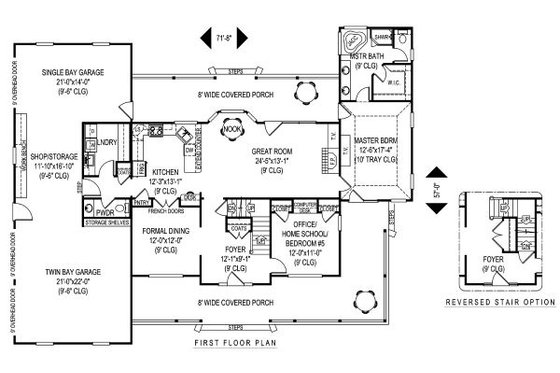 Floor Plan - Main Floor for Country House Plan #11-231 - 5 bed, 2.5 bath