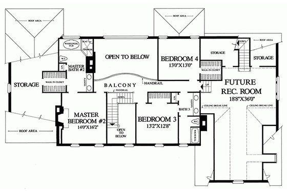 Floor Plan - Upper Floor for Southern House Plan #137-170 - 4 bed, 3 bath