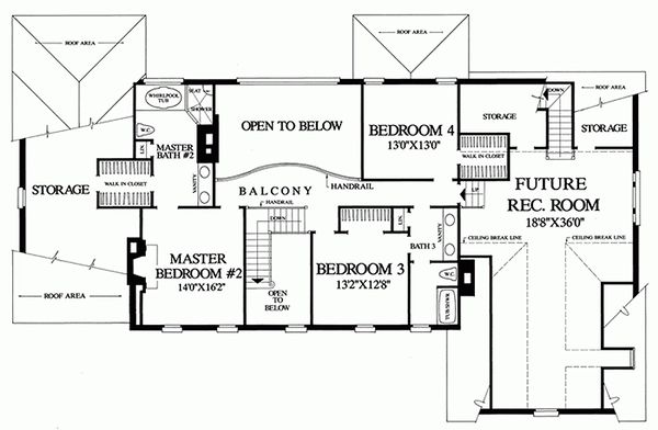 Architectural House Design - Southern Floor Plan - Upper Floor Plan #137-170