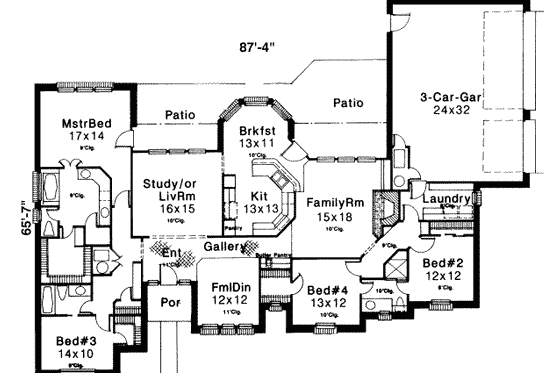 Floor Plan - Main Floor for European House Plan #310-128 - 3 bed, 3 bath