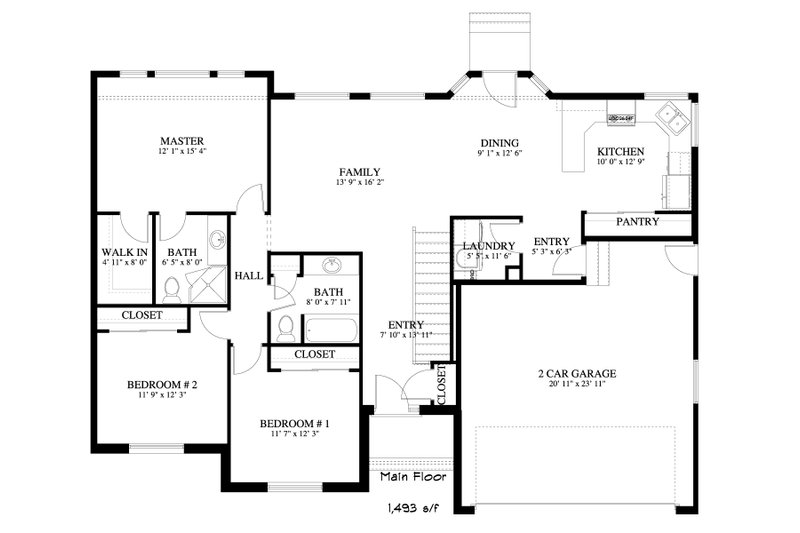 Architectural House Design - Floor Plan - Main Floor for Traditional House Plan #1060-429 - 3 bed, 2 bath