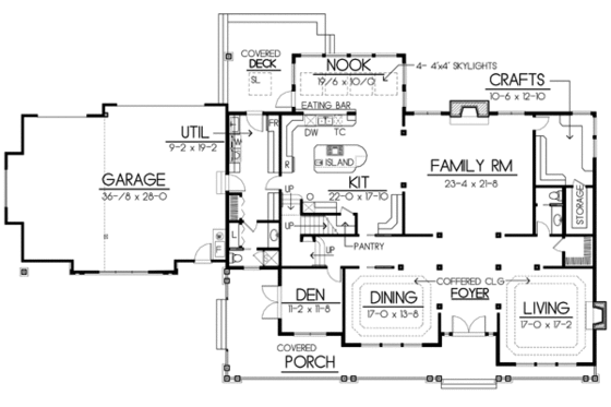 Floor Plan - Main Floor for Traditional House Plan #100-425 - 4 bed, 4.5 bath