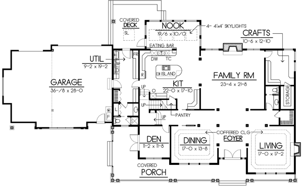 House Design - Traditional Floor Plan - Main Floor Plan #100-425