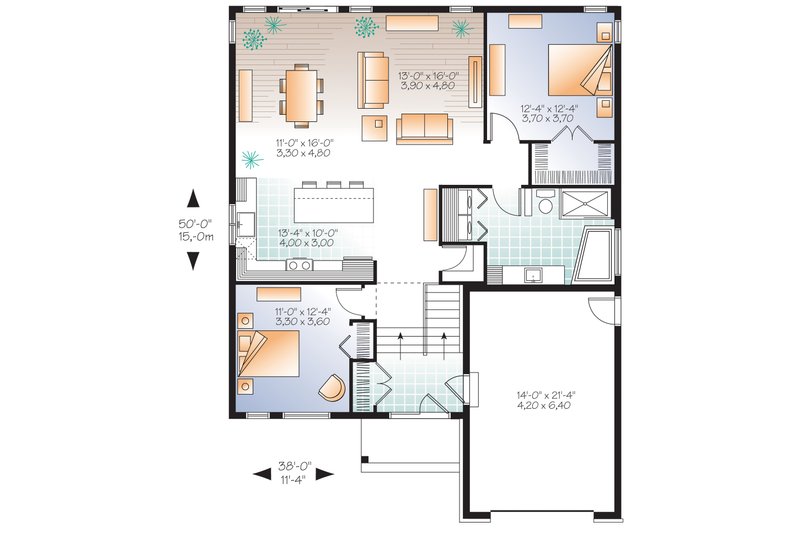 House Plan Design - Floor Plan - Main Floor for Craftsman House Plan #23-2305 - 2 bed, 1 bath